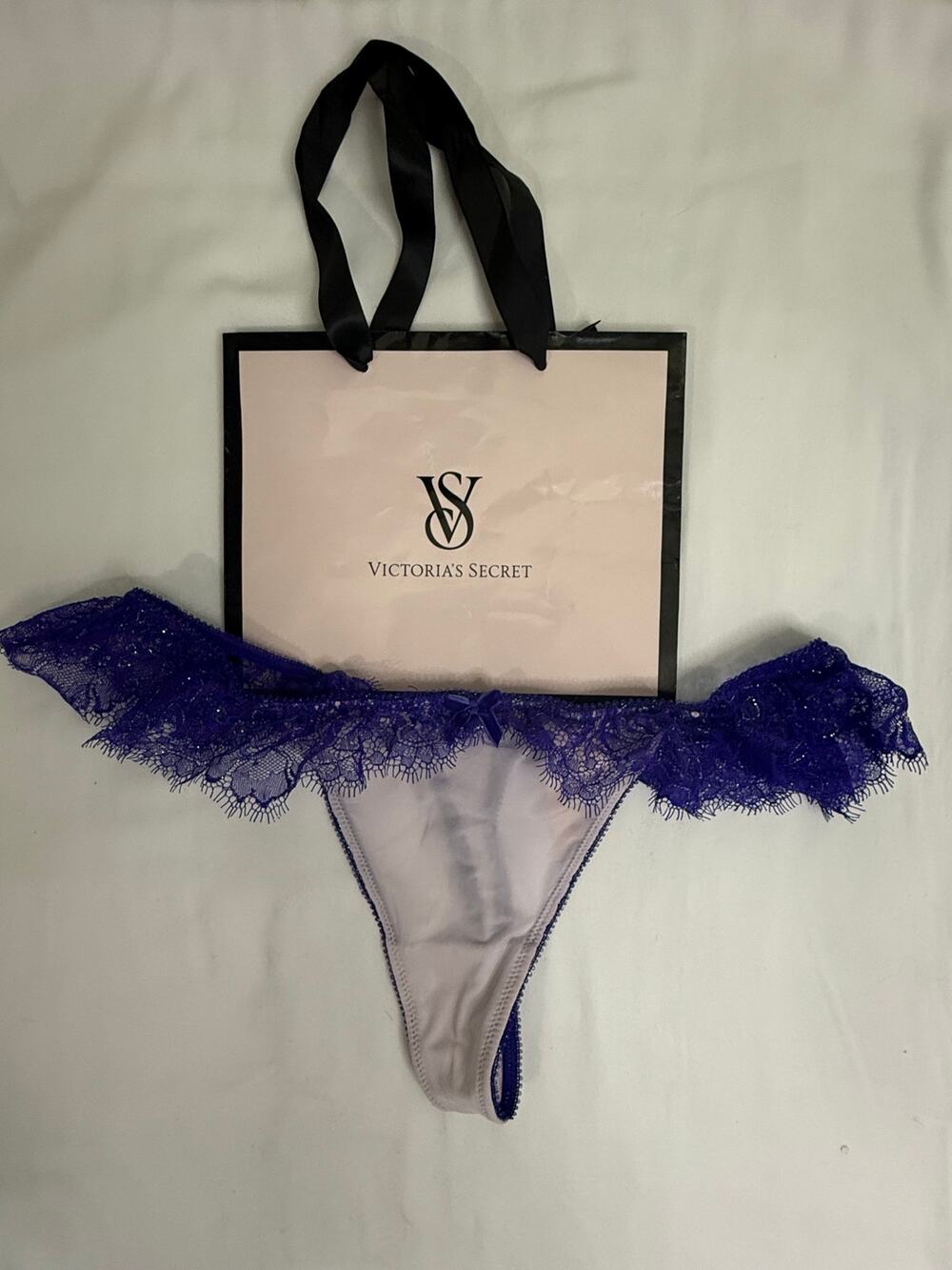 NWT Vintage Victoria’s Secret Dream Angels Thong Lilac Glittery Purple Size S